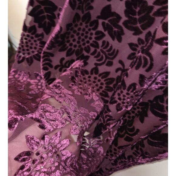 VTG Katy D Deep Purple Babydoll Velour Velvet Burnout Dress PLUS 18/20 Floral - Picture 6 of 16